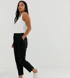 Asos Design Petite Linen Clean Cigarette Pants-black