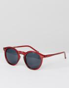 Asos Round Sunglasses In Crystal Burgundy - Red