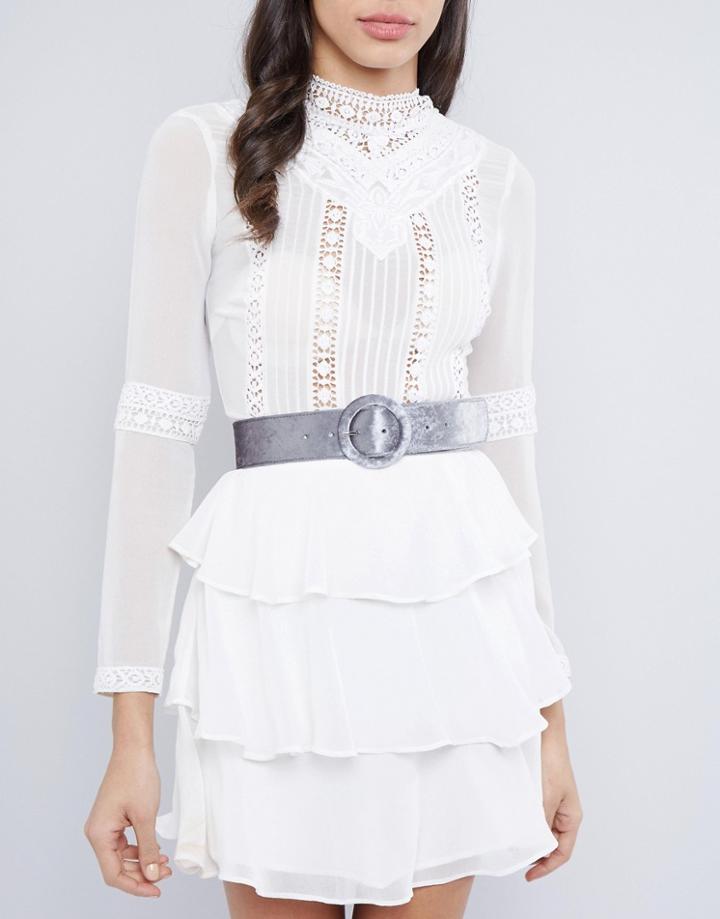 Asos Velvet Covered Buckle Waist Belt - Gray