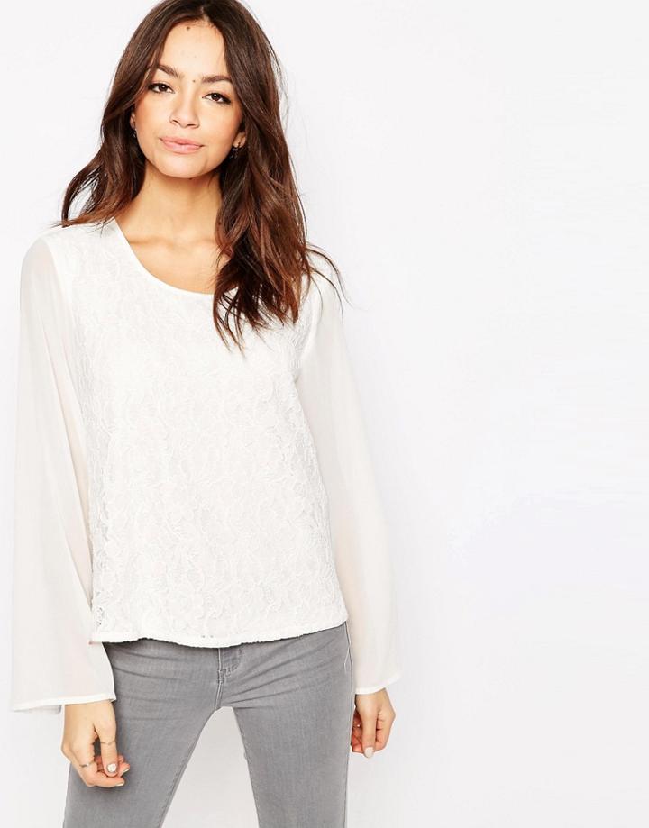 Only Bell Sleeve Textured Top - Cloud Dancer