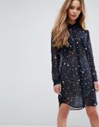 Samsoe & Samsoe Molly Spray Print Shirt Dress - Navy