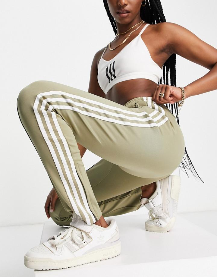 Adidas Originals Adicolor Three Stripe Track Pants In Khaki-green