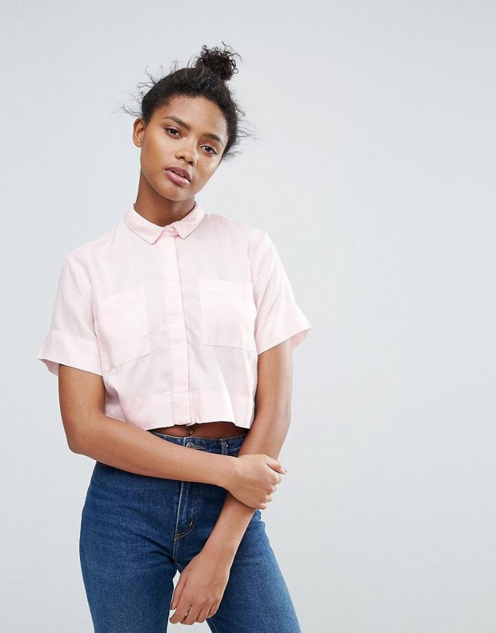 Waven Daisi Cropped Shirt - Pink