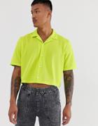 Asos Design Oversized Boxy Cropped Mesh Shirt - Green