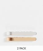 Asos Design Wedding 2 Pack Tie Bar Set In Silver And Gold-multi