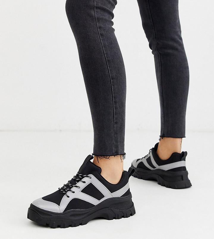 Monki Reflective Chunky Sneakers In Black