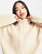 Cotton: On Cropped Sherpa Pullover In Cream-white
