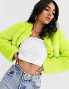 Asos Design Super Crop Neon Faux Fur Jacket