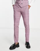 Twisted Tailor Suchet Skinny Fit Suit Pants In Tonal Purple Check