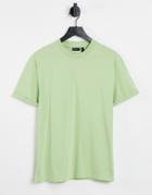 Asos Design T-shirt With Roll Sleeve In Light Green