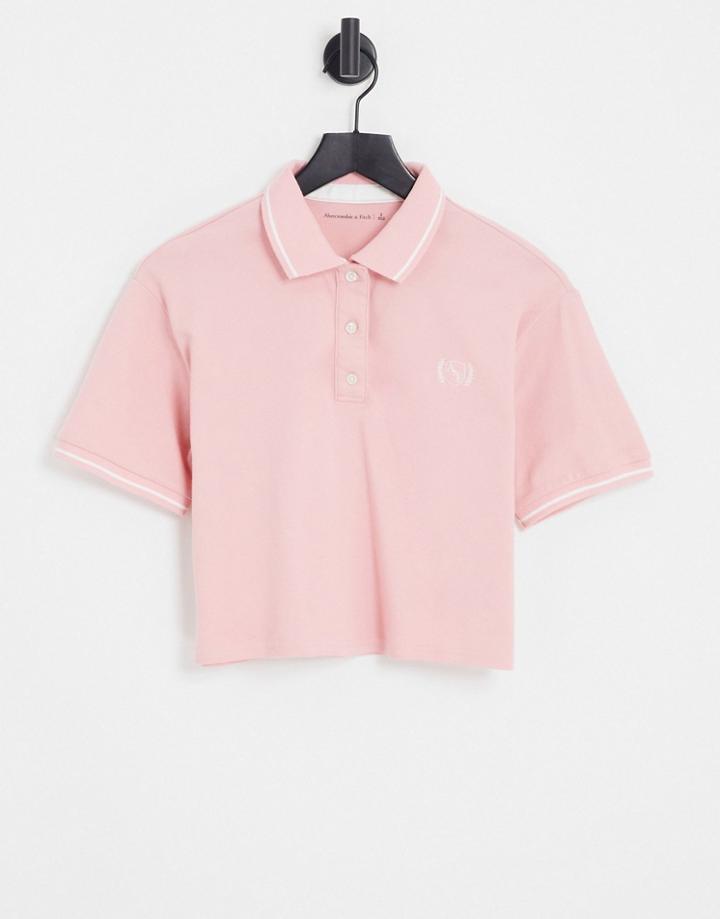 Abercrombie & Fitch Crop Logo Polo In Pink