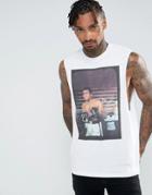 Asos Muhammad Ali Sleeveless T-shirt With Dropped Armhole - White