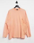 Asos Unrvlld Spply Long Sleeve T-shirt In Pink With Cargo Pocket Detail
