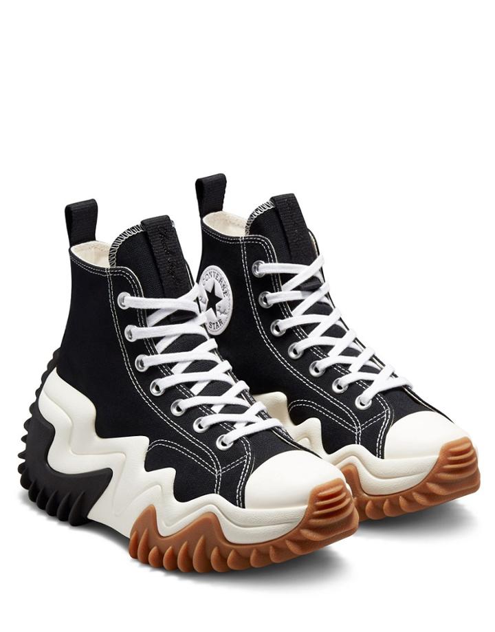 Converse Run Star Motion Hi Canvas Platform Sneakers In Black