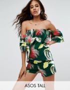 Asos Tall Crop Top In Tropical Linen Co-ord - Multi