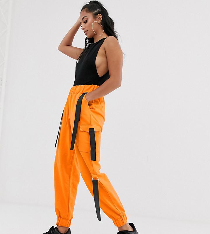 Asos Design Petite Strap Detail Cargo Pant Jogger - Green