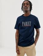 Parlez Johnson T-shirt With Embroidered Sport Script Logo In Navy - Navy