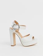 Truffle Collection Buckle Platform Heeled Sandals - White