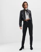 Pieces Stripe Pants With D Ring Belt - Black