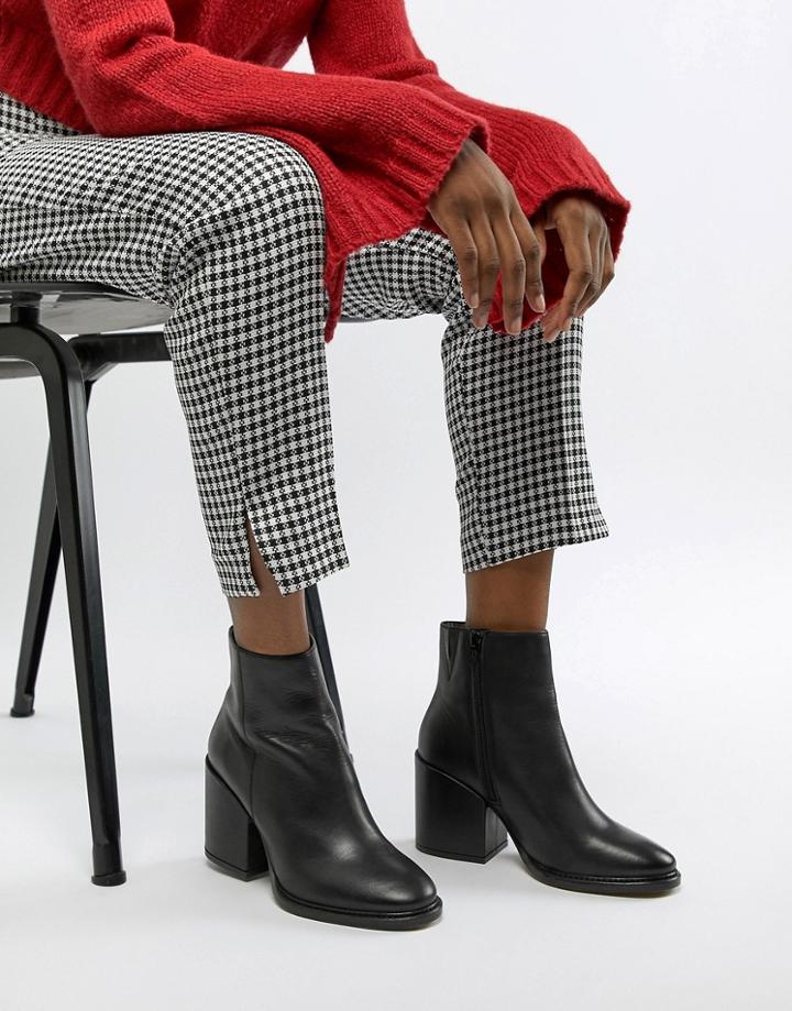 Asos Design Encore Leather Ankle Boots-black