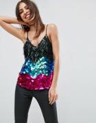 Asos Night Cami With Mixed Sequins - Multi