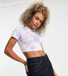 Asyou Tie Dye Crop Top With Butterfly Print In Purple