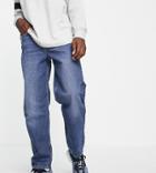 New Look Baggy Fit Jeans In Mid Wash Blue-blues