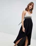 Lunik Hi Lo Maxi Dress With Crochet Top - Black