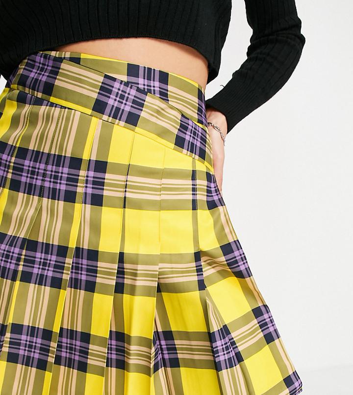 Collusion Check Mini Skirt In Blue And Yellow Check-multi