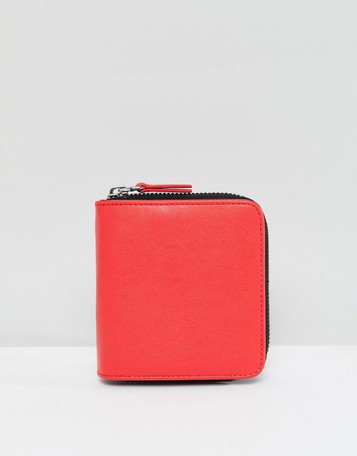 Monki Faux Leather Wallet In Red - Black