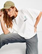 Asos Design T-shirt With Mexico And Palm Tree Pocket Graphic Print In Off White