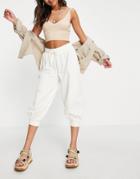 Asos 4505 Unisex 3/4 Oversized Sweatpants With Embroidered 4505-white