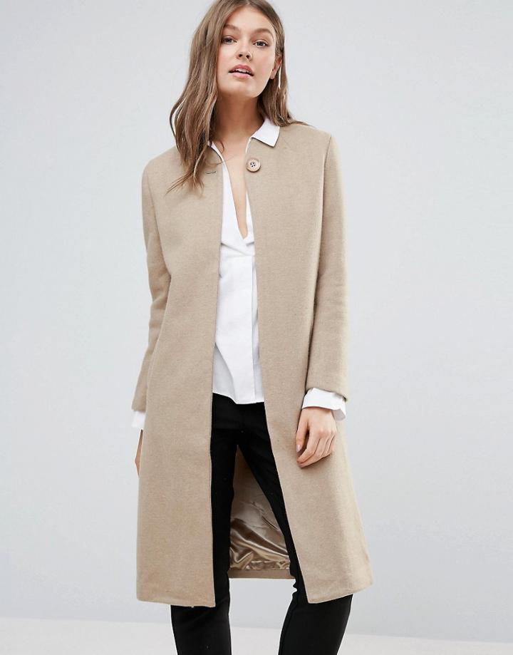 Goldie Clean Cut Long Coat - Beige