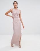 Missguided Premium Bandage Lace Applique Maxi Dress - Purple