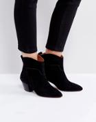 Hudson London Karyn Black Suede Mid Heeled Ankle Boots - Black