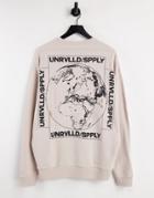 Asos Unrvlld Supply Oversized Sweatshirt With World Graphic Back Print-grey