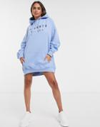 Il Sarto Oversized Hoodie Dress In Blue-blues