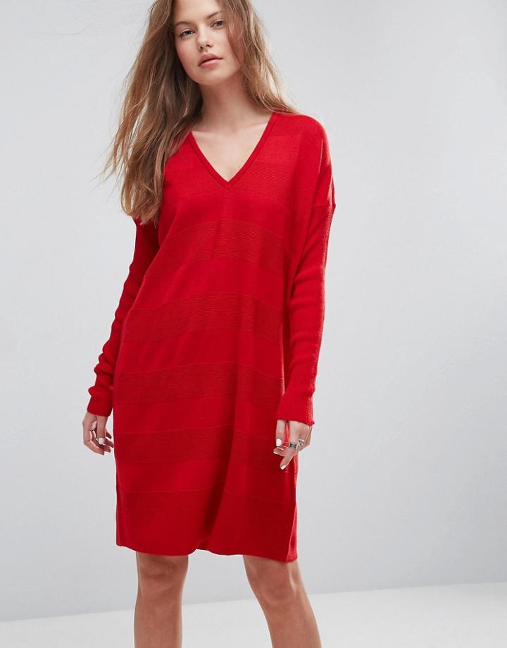 Asos Oversized Knitted Dress - Red