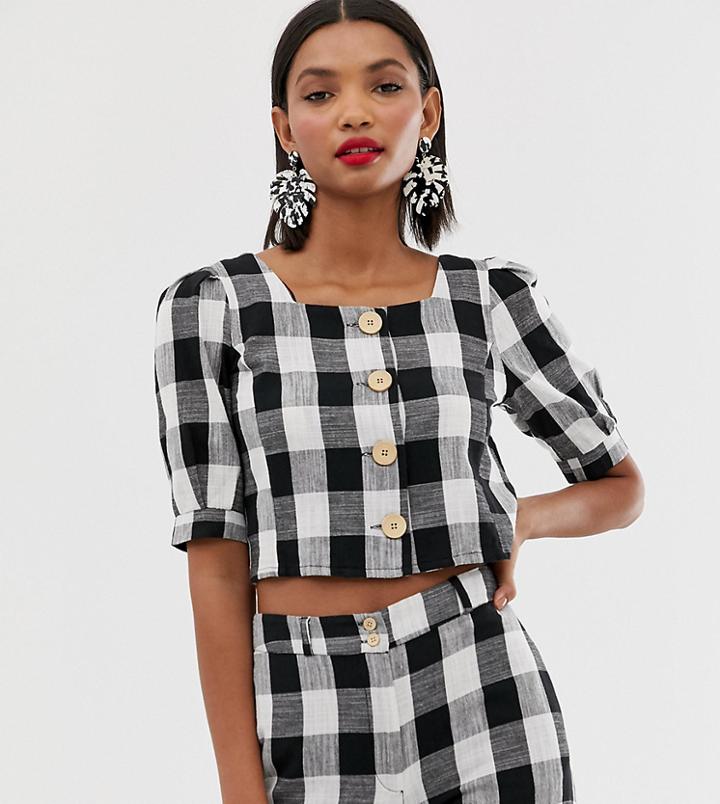 Mango Square Neck Gingham Blouse Two-piece In Multi - Multi