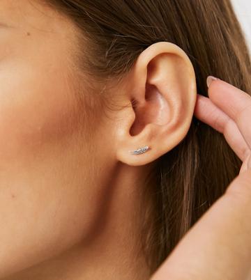 Kingsley Ryan Recycled Sterling Silver Stud Earrings With Feather