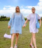 Labelrail X Olivia & Alice Embroidered Organza Sleeve Detail Mini Dress In Blue