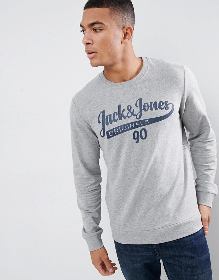 Jack & Jones Logo Crew Neck Sweat - Gray