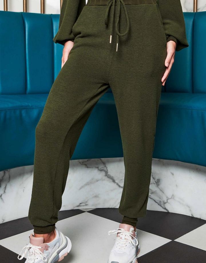 Lavish Alice X Patricia Bright Relaxed Ribbed Sweatpants In Khaki-green
