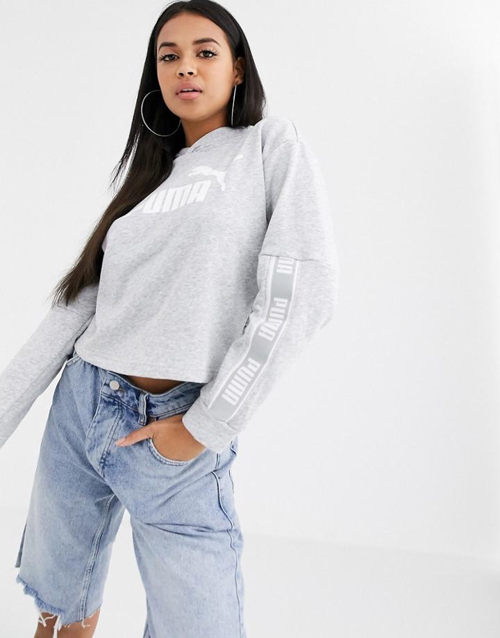 Puma Amplified Cropped Hoody In Gray