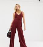 New Look Tall Belted Jumpsuit In Burgundy - Red