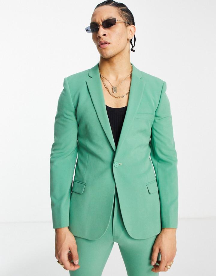 Asos Design Super Skinny Suit Jacket In Bright Green