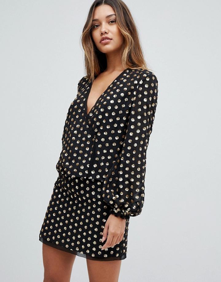 Finders Keepers Moonlight Sequin Spot Top - Black