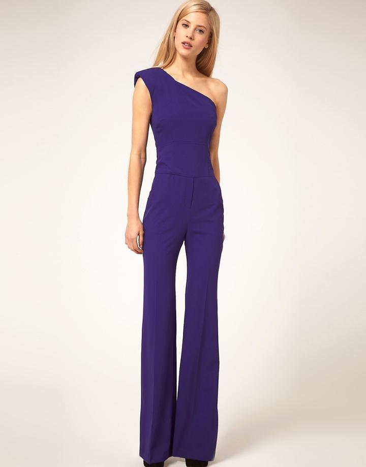 Asos Jumpsuit With Structured Shoulder - Purple