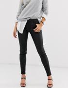 Mango Coated Skinny Jeans In Black