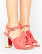 Lost Ink Bow Block Heeled Sandals - Pink